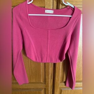 Altar’d State Women's Pink Long Sleeve Pink Cropped Sweater Size Small